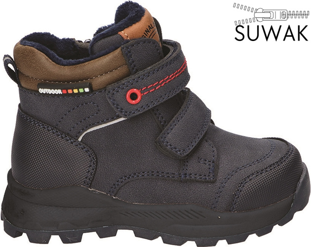 American Club Children’s Winter Boots BXD-164 – Black & Camel, Sizes 28–32