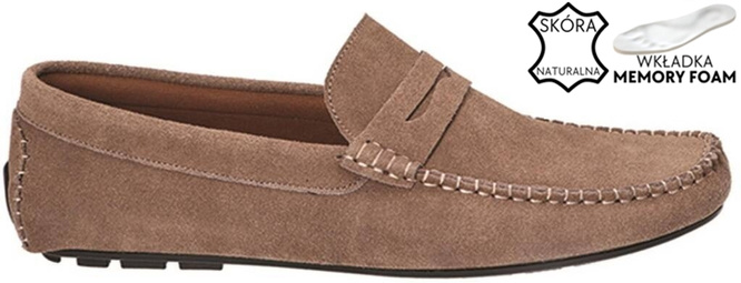 American Club MCY-117 men's moccasins, beige, sizes 41-45