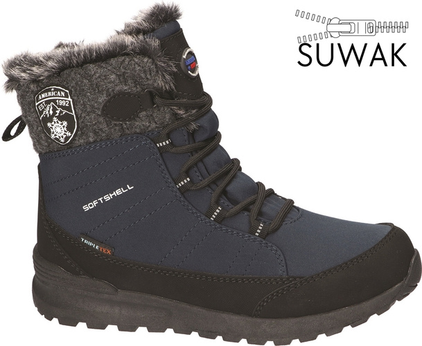 Buty zimowe damskie American Club DSN-27 granatowe rozm.37-41