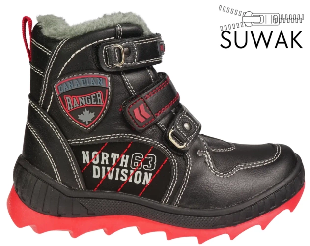 Children's winter shoes American Club B-86831 black and navy blue, size 24-28