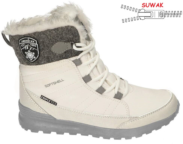 American Club CSN-39 children's snow boots, white and black, sizes 32-36