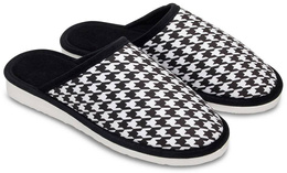 Pantofle damskie Meteor DV088 PEPITKO czarno-białe rozm.36-40