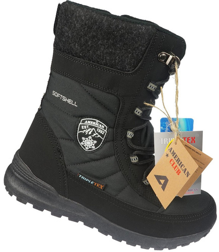 Buty zimowe damskie American Club DSN-23 czarne rozm.37-41
