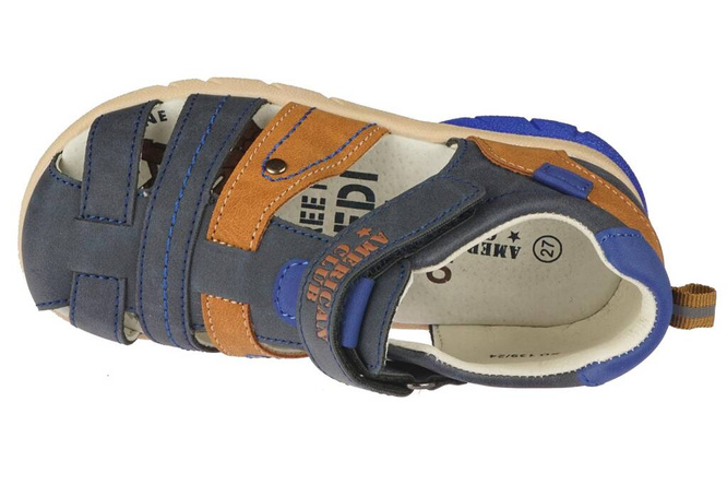 American Club BXD-138 children's sandals, navy blue and camel, sizes 28-32