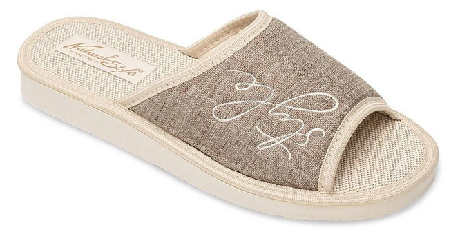 Pantofle damskie Meteor DV096 EWA brązowe, różowe i niebieskie rozm.36-40