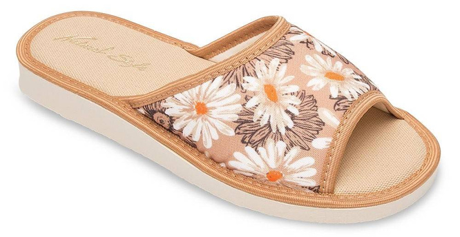 Pantofle damskie Meteor DV018 STOKROTKA  granatowe i beżowe rozm.36-40