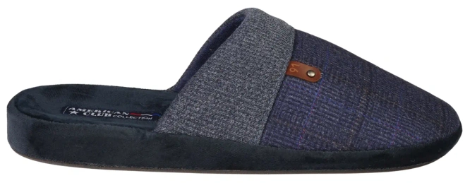 Men's textile slippers American Club MSL-25 black and navy blue size 41-45