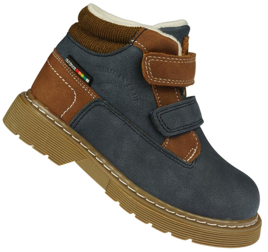 American Club BES-144 children's winter shoes, black and navy blue, sizes 25-29