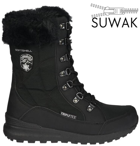 Buty zimowe damskie American Club DSN-28 czarne rozm.37-41