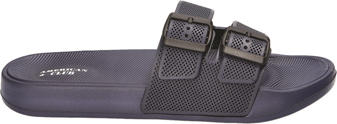 Men’s Pool Slides American Club MNH-187, black and navy blue, sizes 41–45.