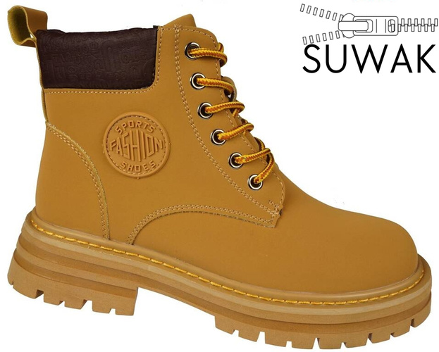 Buty zimowe młodzieżowe Purlina DPM3309-2CA camelowe rozm.36-41