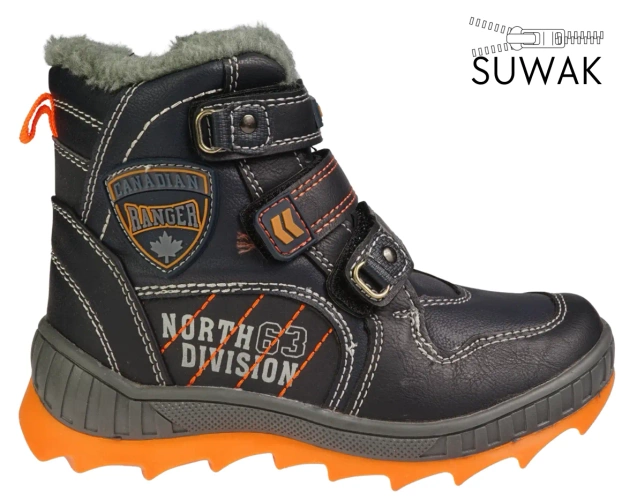 Children's winter shoes American Club B-86831 black and navy blue, size 24-28