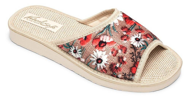 Pantofle damskie Meteor DV039 WIOSENNA ŁĄCZKA niebieskie i czerwone rozm.36-40