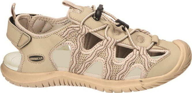 American Club DHL-129 youth sandals, beige and gray, sizes 37-41