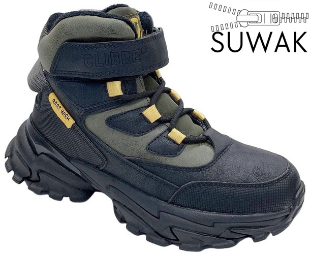Children's winter shoes Clibee CH-320BLAR black and green size 32-37