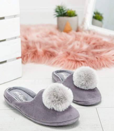Women’s Slippers Meteor DV268 POM POM grey size 36–40