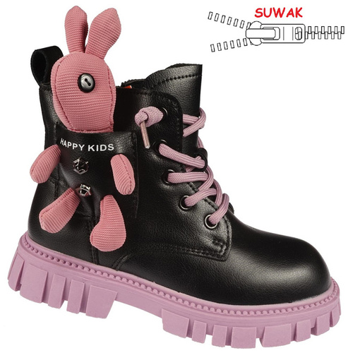 Buty przejściowe dziecięce Apawwa CND741BLPU czarno-fioletowy rozm.32-37