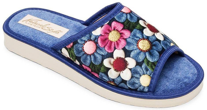 Pantofle damskie Meteor DV049 ULA granatowe i bordowe rozm.36-40