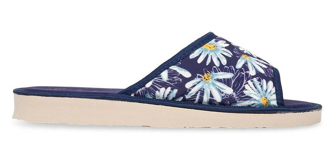 Pantofle damskie Meteor DV018 STOKROTKA  granatowe i beżowe rozm.36-40