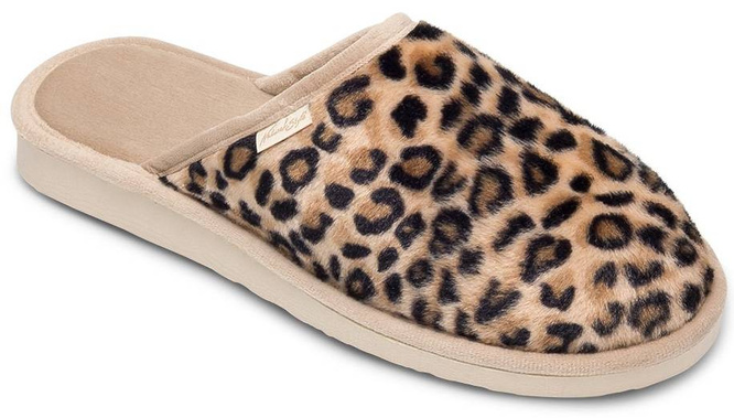 Pantofle damskie Meteor DV070 PANTERKA czarne i beżowe rozm.36-40