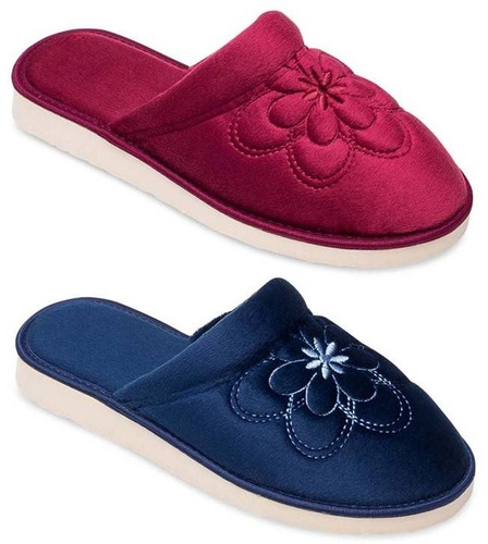 Pantofle damskie Meteor DV011 PATRYCJA granatowe i bordowe rozm.36-40