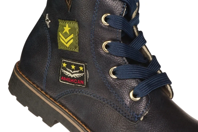 Children's winter shoes American Club BAB-17182E black and navy blue, size 27-31