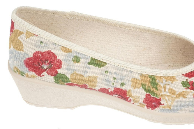 Women's trainers Skarpol 137 KWIATY LEN beige sizes 36-41