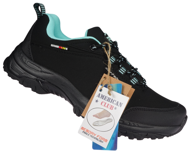 Buty sportowe damskie American Club DWT-245 czarno-różowe i czarno-turkusowe rozm.36-41