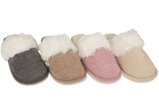 Pantofle tekstylne damskie Betop DE151 różowe, beżowe, brązowe i szare rozm.36-41