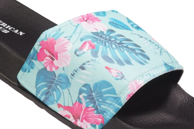 Klapki basenowe młodzieżowe American Club DNH-125 czarno-niebieskie rozm.37-41