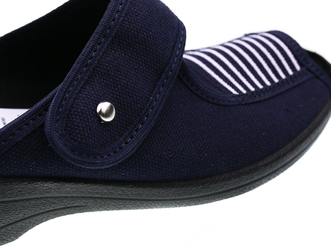 Pantofle tekstylne damskie Skarbek D334GR granatowe rozm.36-41