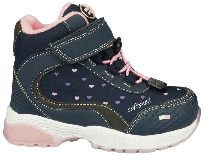 Buty zimowe dziecięce American Club BRL-131 granatowe i bordowe LED rozm.27-31