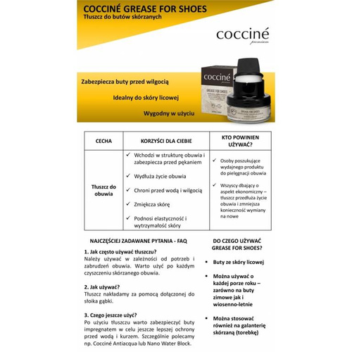 Bezbarwny tluszcz ochronny do skór Cocciné GREASE FOR SHOES
