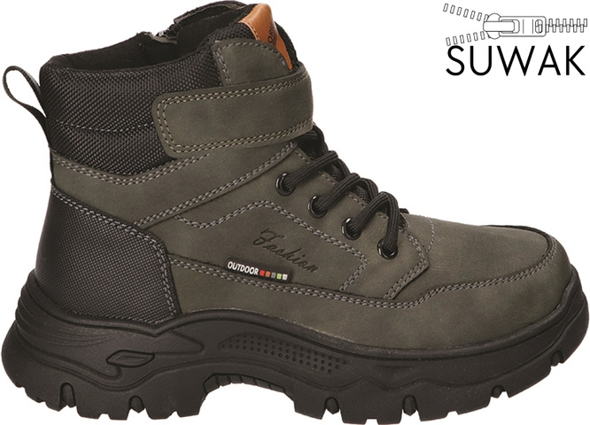 American Club Children’s Winter Boots CXD-159 – Black & Khaki, Sizes 35–39