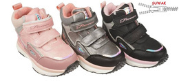 Buty zimowe dziecięce LinShi BA2251-22 popielate, granatowe i różowe rozm.27-32