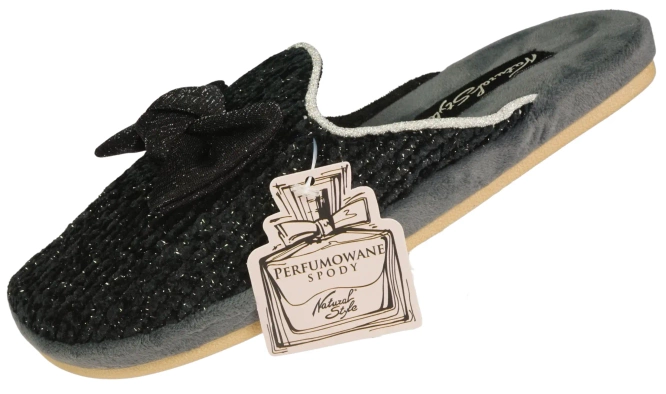 Pantofle damskie Meteor DV264 KOKARDA FUSBET czarne rozm.36-40