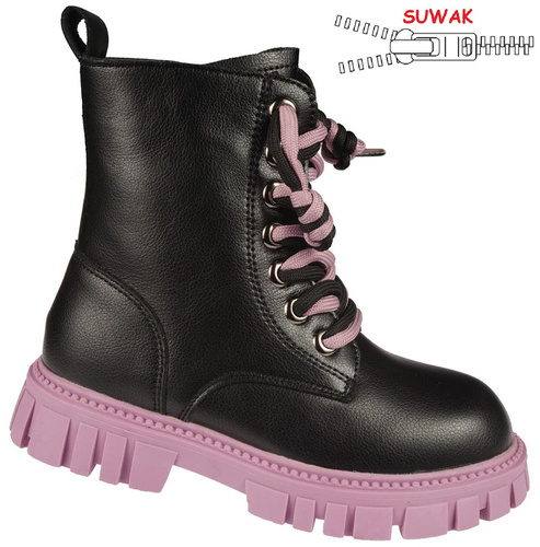 Children's transition shoes Apawwa CND744BLPU black and purple size 32-37