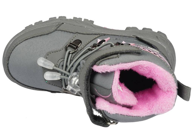 Children's winter shoes American Club AHL-68-22 pink and gray, size 22-26
