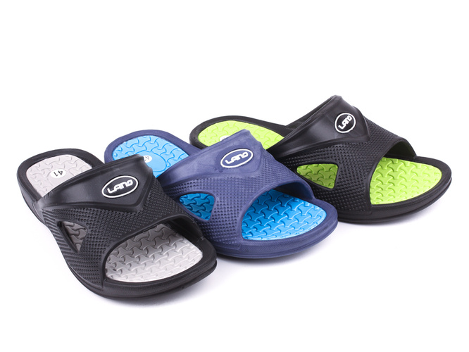 Lano oversized men's pool slippers NKL-0401 gray, blue and green, size 47-49