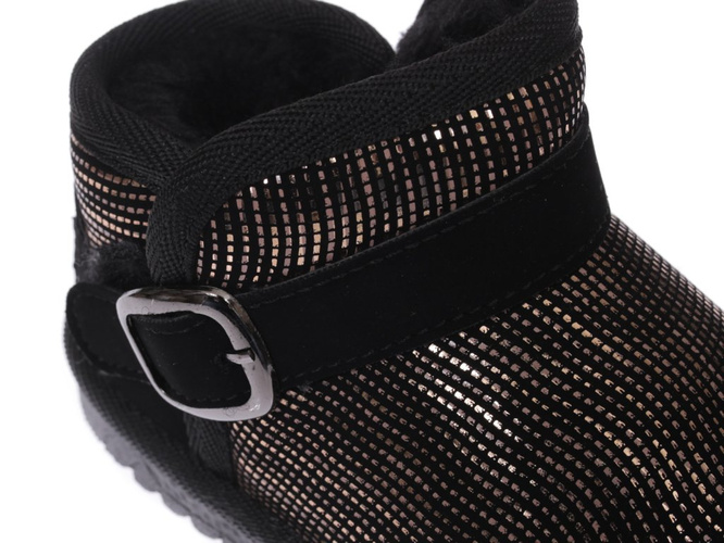Buty zimowe dziecięce Apawwa APD162GO czarno-złote rozm.20-25