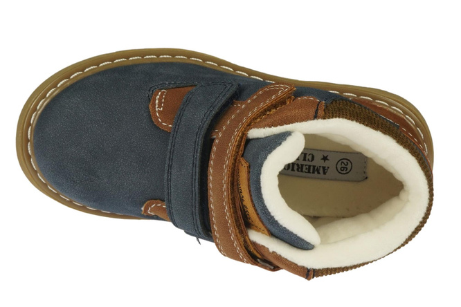 American Club BES-144 children's winter shoes, black and navy blue, sizes 25-29