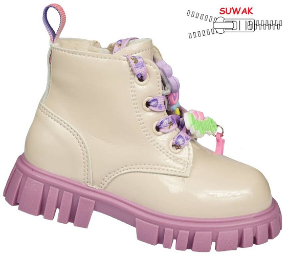 Children's transition shoes Apawwa BN753BEPU beige-purple size 26-31