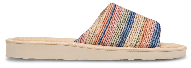 Pantofle damskie Meteor DV034 DOROTA niebieskie i beżowe rozm.36-40