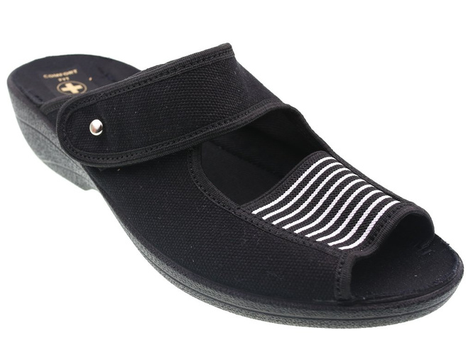 Women's textile slippers Skarbek D335, black, size 36-41