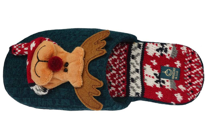 American Club DSL-11 women's textile slippers, green and navy blue, sizes 37-41