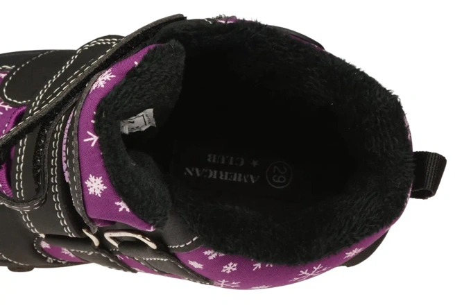 Buty zimowe dziecięce American Club BRL-129 fioletowe i czarne rozm.29-33