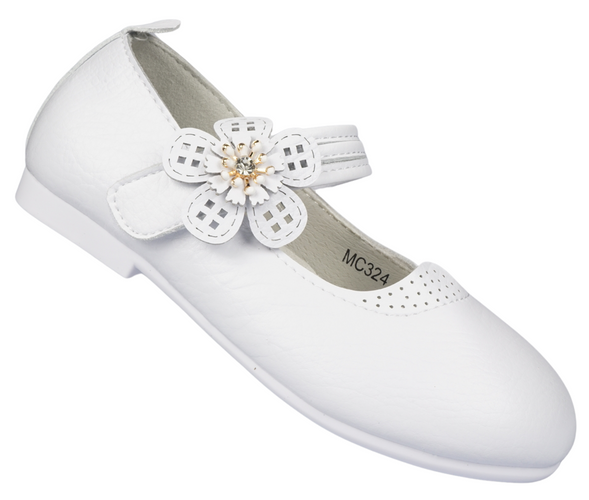 Apawwa AMC323WH children's ballet flats, white, sizes 20-25