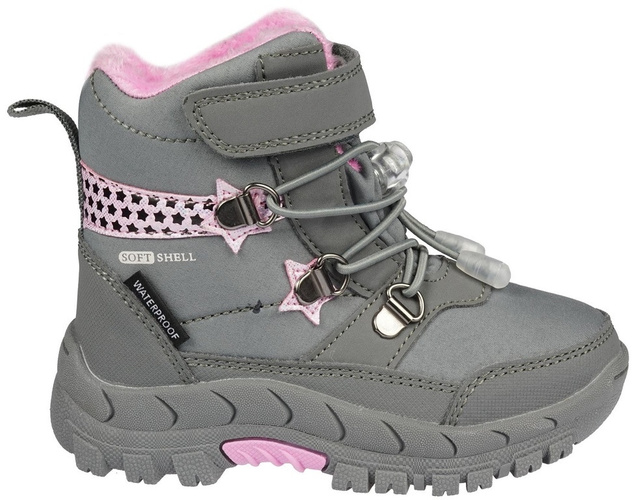 Children's winter shoes American Club AHL-68-22 pink and gray, size 22-26