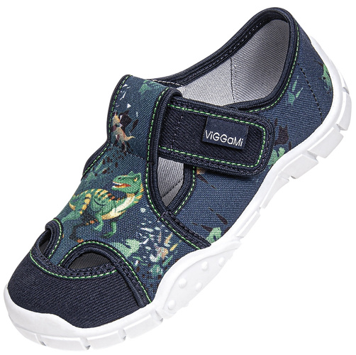 Children’s sneakers Viggami ADAŚ DINO navy, sizes 26–34.