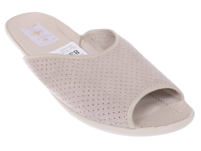 Pantofle tekstylne damskie Skarbek D836 beżowe rozm.36-41